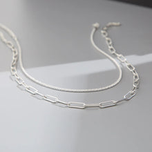 Charger l&#39;image dans la galerie, 1PCS Retro Niche Accessory Plain Chain Silver Necklace, Simple Temperament, Layered Double Layered Collarbone Chain, Plain Chain