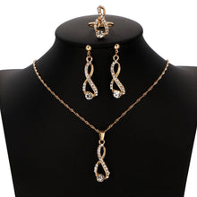 Laden Sie das Bild in den Galerie-Viewer, 1Set Hot Selling Fashionable Versatile Diamond Inlaid Eight Character Pendant Necklace Earrings Rings High-End Jewelry Wholesale