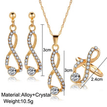 Laden Sie das Bild in den Galerie-Viewer, 1Set Hot Selling Fashionable Versatile Diamond Inlaid Eight Character Pendant Necklace Earrings Rings High-End Jewelry Wholesale