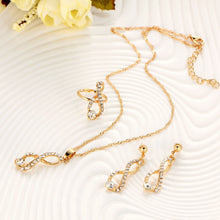 Laden Sie das Bild in den Galerie-Viewer, 1Set Hot Selling Fashionable Versatile Diamond Inlaid Eight Character Pendant Necklace Earrings Rings High-End Jewelry Wholesale