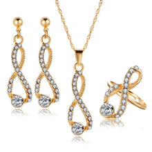 Laden Sie das Bild in den Galerie-Viewer, 1Set Hot Selling Fashionable Versatile Diamond Inlaid Eight Character Pendant Necklace Earrings Rings High-End Jewelry Wholesale