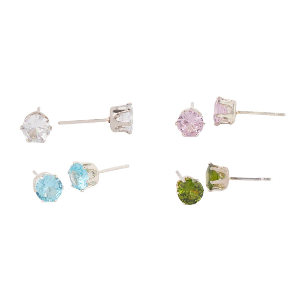 【Stud Earrings】Alloy Zirconia Multi-Color Minimalist Stud Earrings Elegant Sparkle for Women