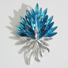 Load image into Gallery viewer, Sparkling Gradient Blue Crystal Brooch | Natural Leaf-Layered Design | Elegant Party &amp; Daily Jewelry for Women