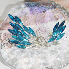 Load image into Gallery viewer, Flying Wing Crystal Brooch | Silver-Blue &amp; Gold-Pink Gradient Sparkle for Evening &amp; Formal Looks
