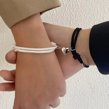 Load image into Gallery viewer, 2 Pice Color Black White Hand Rope Love Magnetic Couple Good Friend Good Brother Party Student Travel Fashion Elegant Silver Mul