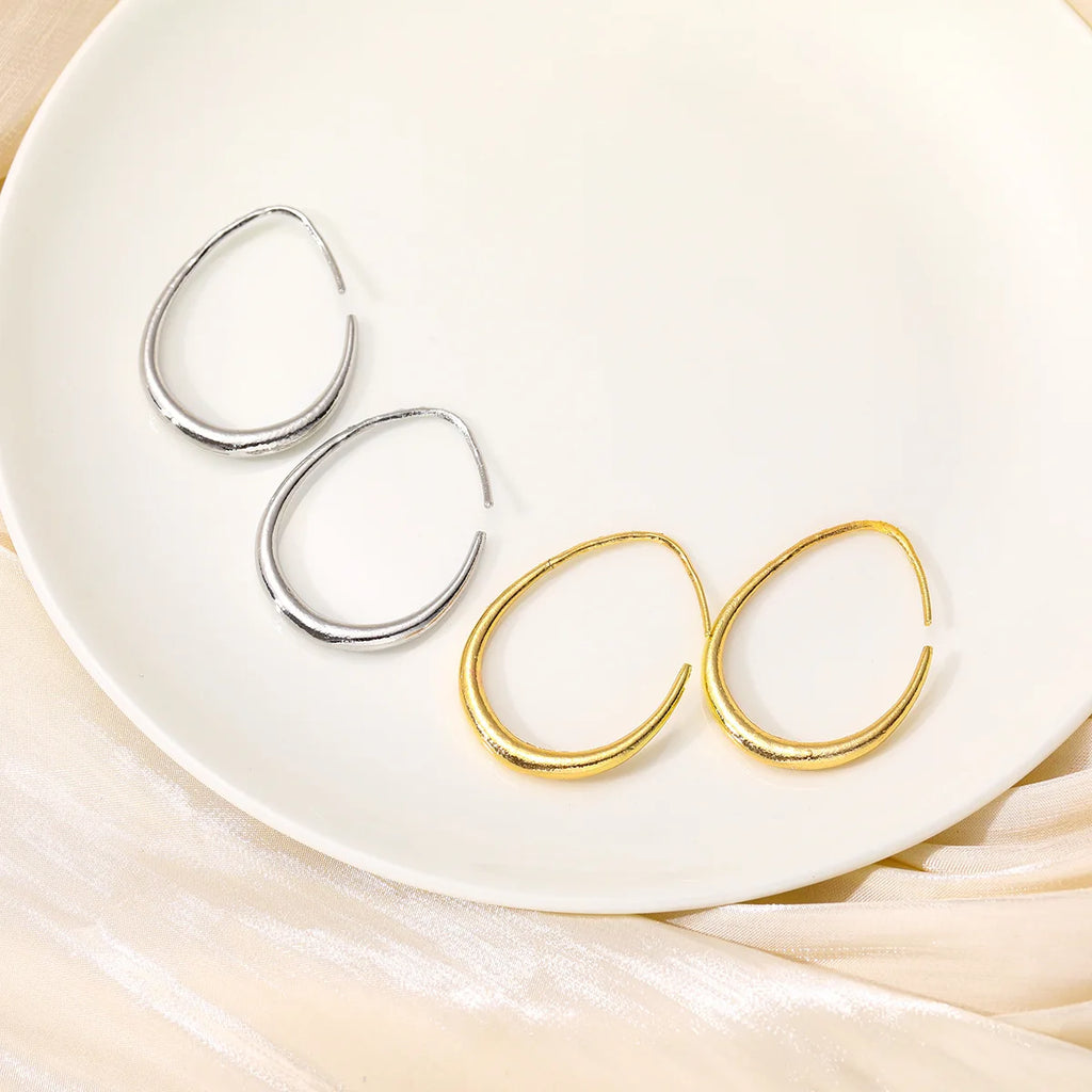 2-Piece Set of Oval Earrings, Simple Earrings, Personalized Earrings