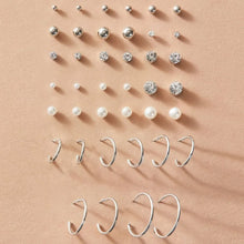 Laden Sie das Bild in den Galerie-Viewer, 20 Sets of Imitation Pearl Zircon Retro Simple Temperament Ear Rings