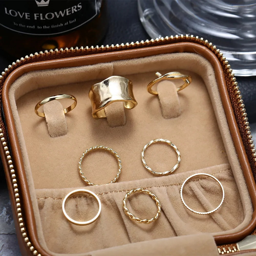 Spring New Metal Ring Set Simple Ring Set 8 Piece Set Banquet Jewelry Accessories