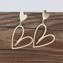Charger l&#39;image dans la galerie, Heart Pendants Women&#39;s Hanging Earrings Double-layers Love Heart Dangle Earrings Lovely Bohemian Ear Jewelry