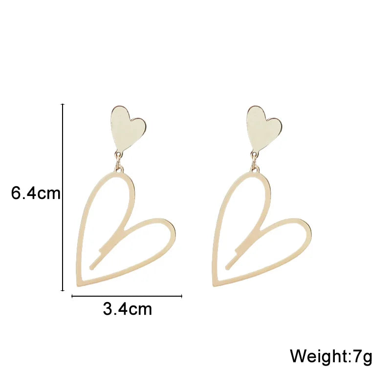 Heart Pendants Women's Hanging Earrings Double-layers Love Heart Dangle Earrings Lovely Bohemian Ear Jewelry