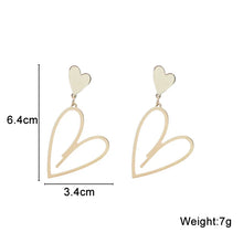 Charger l&#39;image dans la galerie, Heart Pendants Women&#39;s Hanging Earrings Double-layers Love Heart Dangle Earrings Lovely Bohemian Ear Jewelry