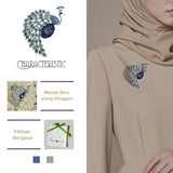 Kerongsang Merak, Gaya Regal, Diperbuat daripada Aloi dengan Zirkon Biru, Pesona Diraja, Sesuai untuk Wanita Elegan pin  brooch