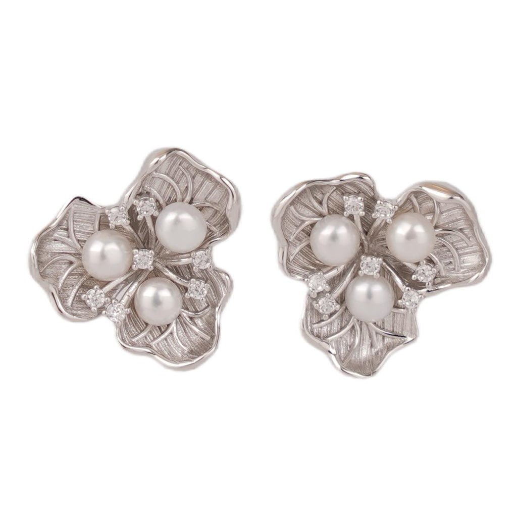 【Jewelry Set】Silver-Made Floral with Natural Freshwater Pearl Jewelry Set, Necklace, Earrings, Ring, Delicate Elegant Jewelry Set for Women