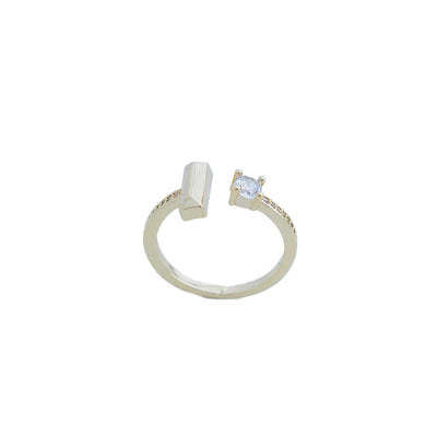【Open Ring】Gold/Silver Plated Geometric Ring with Zircons, Minimalist & Chic Style for Fashion Ladies