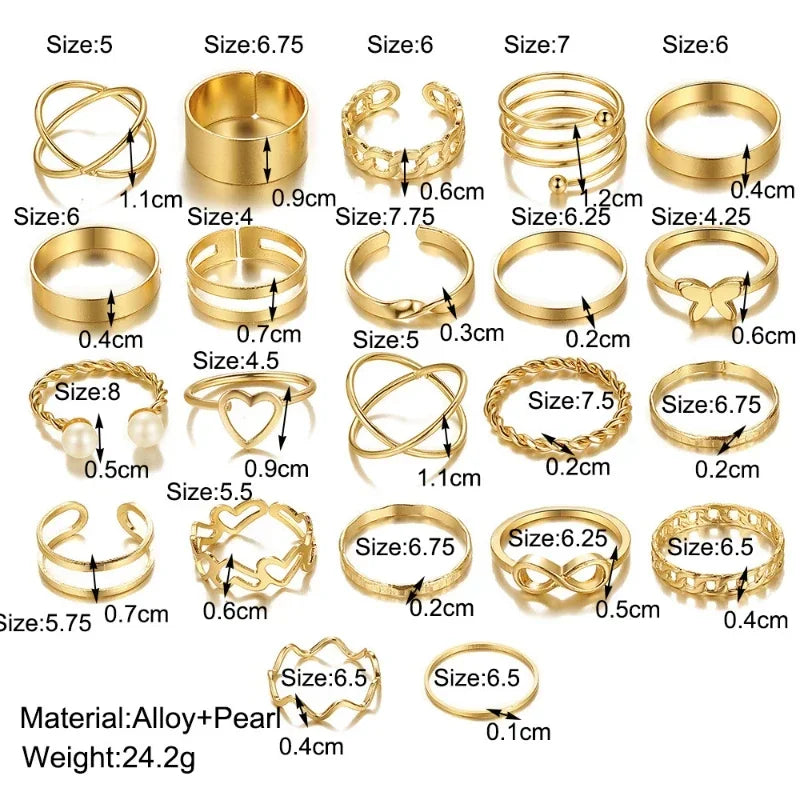 9 Pcs Of Rings Butterfly Europe and America New Style Openings Love Female Designers Minority Rings