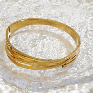 Geometric Stacked Gold-Plated Bracelet for Women - Minimalist Luxe Charm