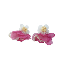 Load image into Gallery viewer, 【Stud Earrings】Pink-White Floral Earrings with Lightweight Cloth Petals, Sweet &amp; Romantic for Fashion Girls