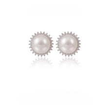 Load image into Gallery viewer, 【Stud Earring】Sun-Shape Natural Pearl Stud Earring, Silver Base Zircon Shining Fashion Jewelry for Women, Perfect Birthday Gift