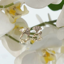 Load image into Gallery viewer, 【Stud Earrings】Silver Ginkgo Leaf Stud Earring - Micro-Set Crystal Frost Accent - Nature-Realistic Minimalist for Daily Elegance