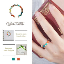 Charger l&#39;image dans la galerie, Cincin Enamel, Sendi Buluh, Cincin Aloi Berwarna-warni, Bergaya dan Tradisional, Sesuai untuk Dipakai Harian, Hadiah untuk Wanita stainless  steel  ring Jewelry