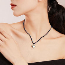 Load image into Gallery viewer, 【Pendant Necklace】Black Bead Necklace with Gold Plated Heart Pendant, Modern Minimalist Jewelry for Women