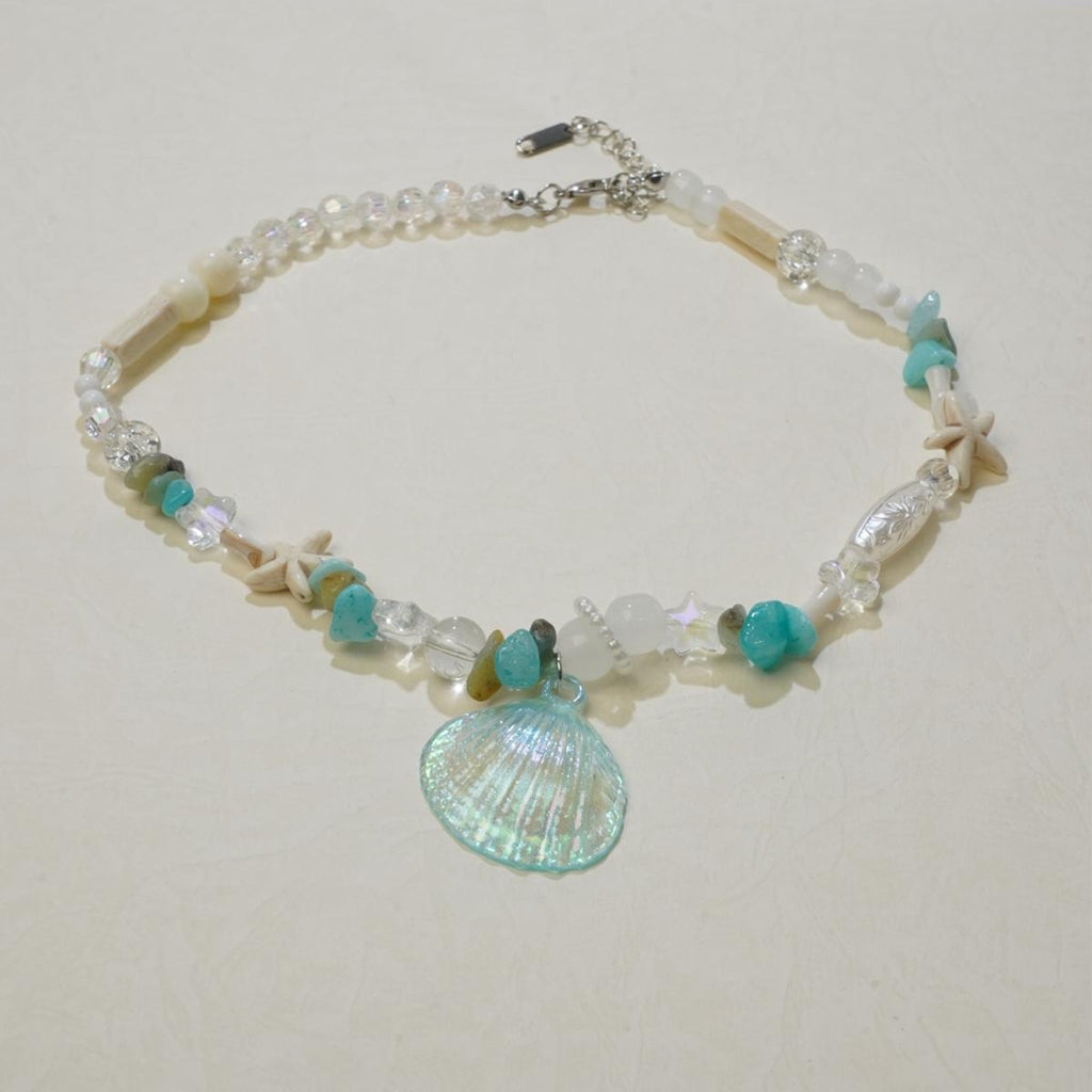 Kalung Manik, Gaya Kasual Romantik, Loket Kerang dan Tapak sulaiman, Sesuai untuk Pantai Musim Panas dan Pakaian Harian, Kalung Jewelry Necklaces