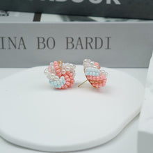Load image into Gallery viewer, 【Stud Earrings】Handmade Pink &amp; Light Blue Resin Beads Earrings, Sweet Floral Cluster, Cute Gift for Girls