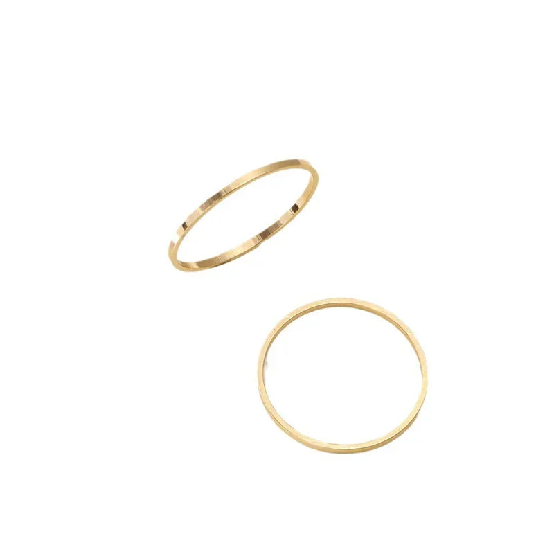 2Pcs Classic Simple Dainty Smooth Woman Thin Ring Top Quality Jewelry for Women Girls Fashion Wedding Party Jewelry Gif