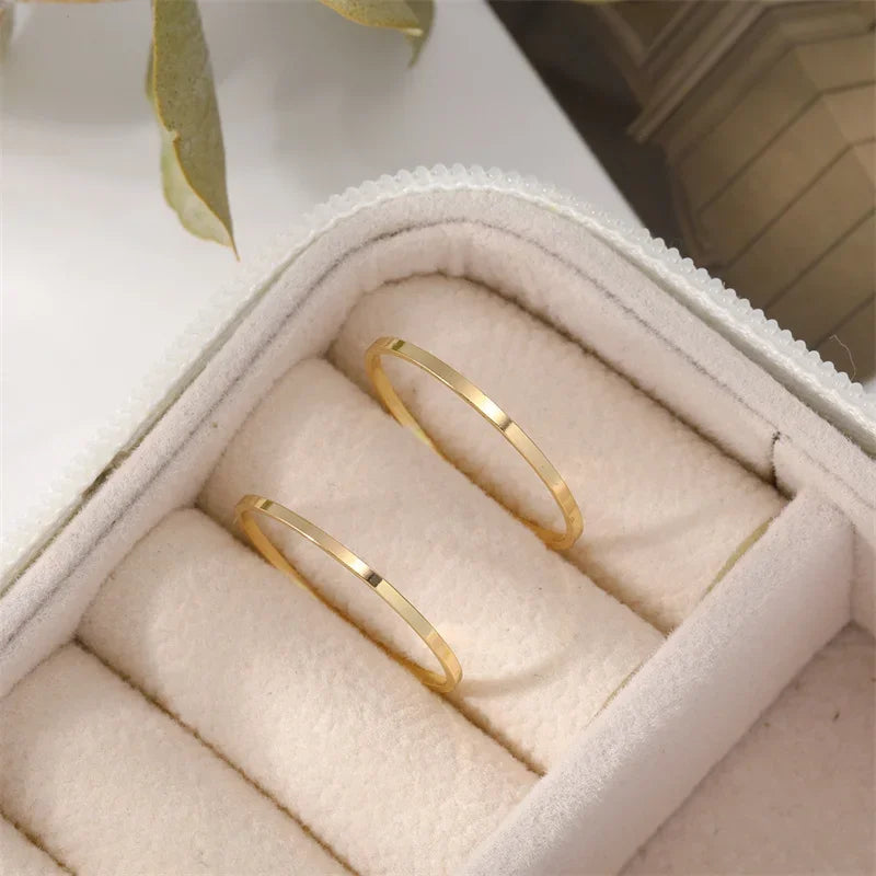 2Pcs Classic Simple Dainty Smooth Woman Thin Ring Top Quality Jewelry for Women Girls Fashion Wedding Party Jewelry Gif