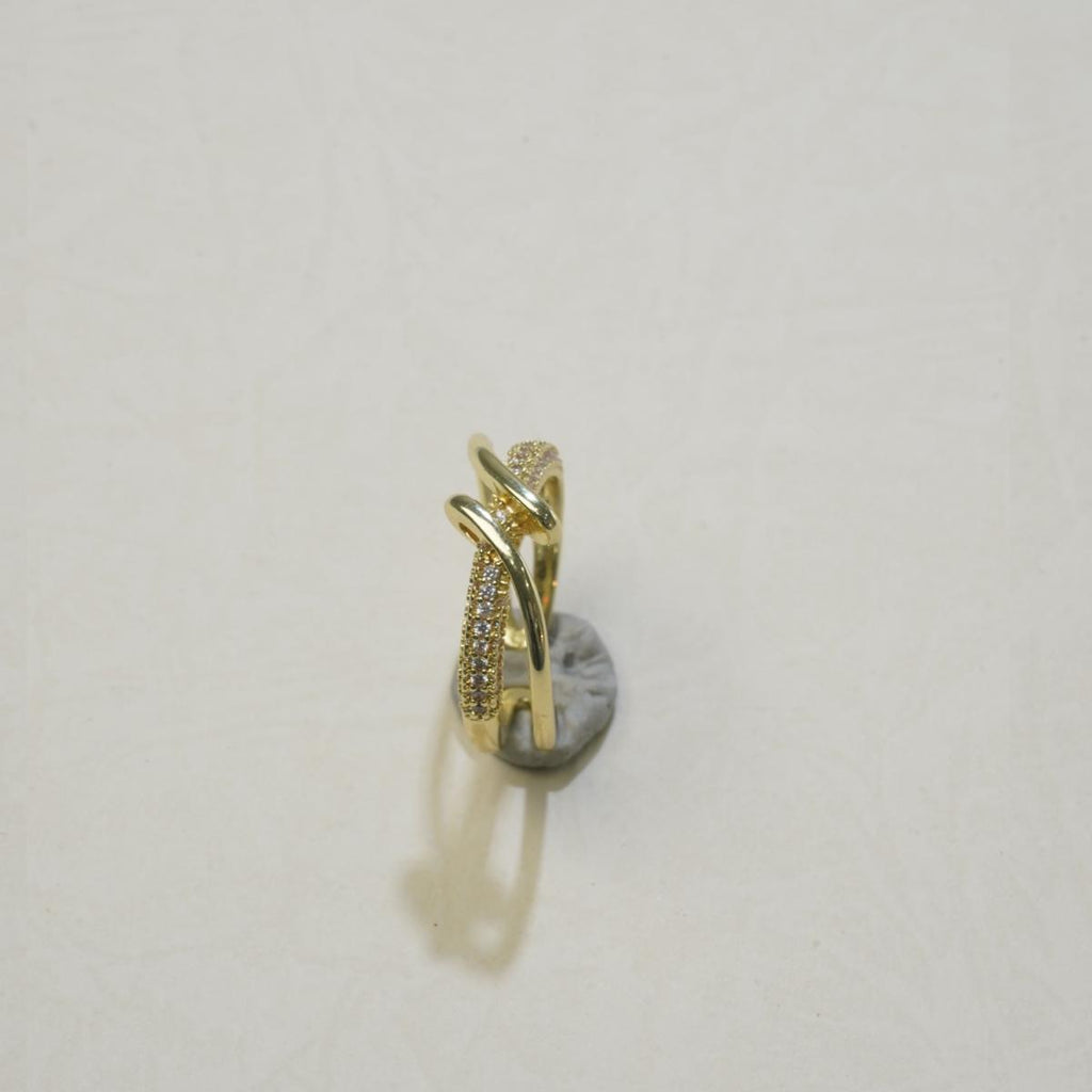 Cincin Terbuka Zirkon, Rekaan Berpintal, Barang Kemas Fesyen Bergaya dan Boleh Laras, Untuk Wanita Fesyen Perak Putih stainless steel ring