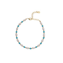 Load image into Gallery viewer, 【Bracelet】Turquoise Stones Natural Pearls Bracelet, Copper Chain Lightweight Design Elegant Bracelet for Ladies