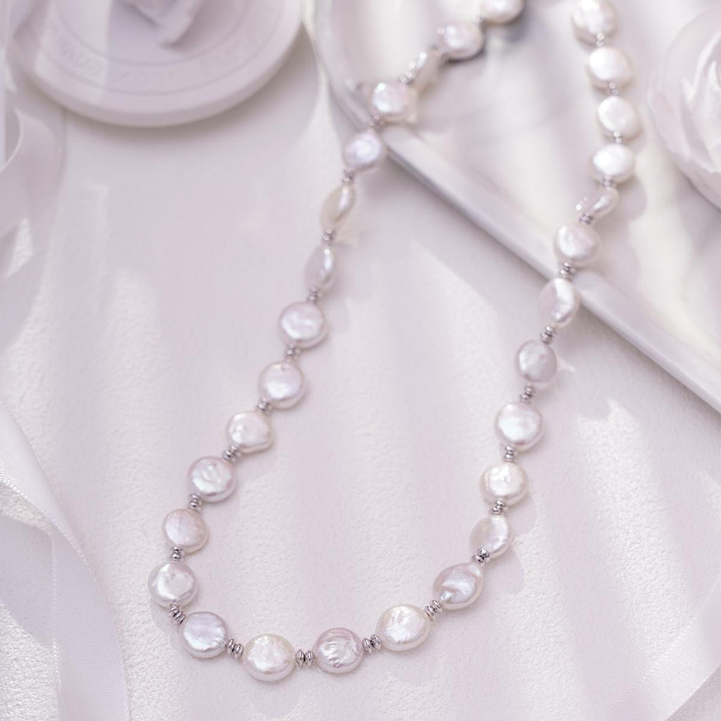 【Pendant Necklace】Silver Freshwater Pearl Chain Necklace Minimalist Elegant Jewelry for Women