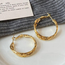 Load image into Gallery viewer, 【Earrings】Twisted Gold-Tone Hoop Jewelry – Interlocking Alloy Design for Daily &amp; Formal Wear