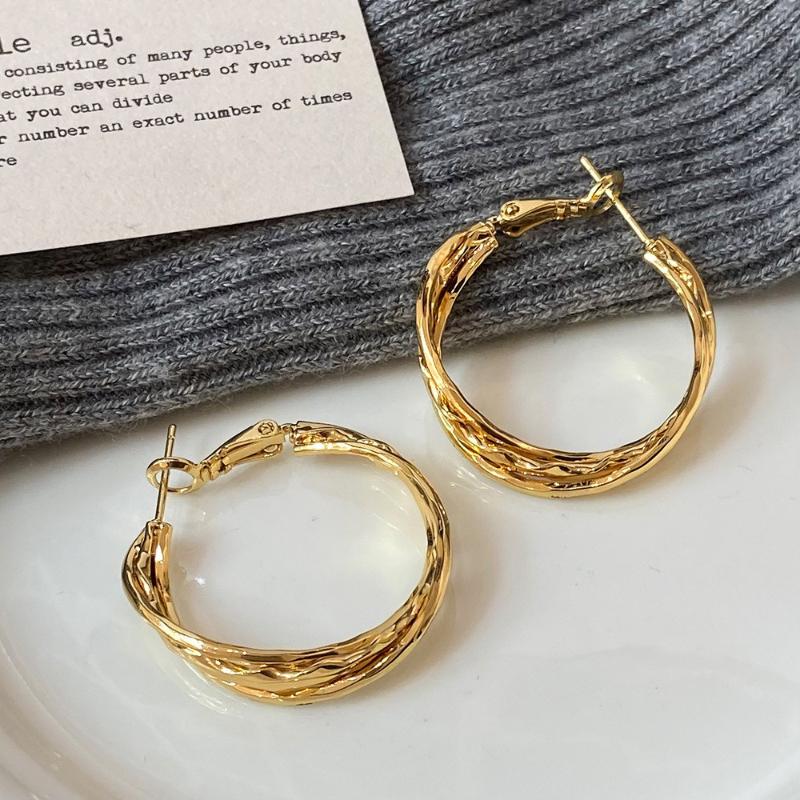 Barang Kemas Gelung Nada Emas Berpintal, Rekaan Aloi Saling, Untuk Pakaian Harian dan Formal, Anting-anting