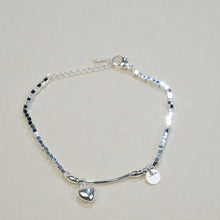 Load image into Gallery viewer, 【Bracelet】Geometric Square Beads Chain Bracelet with Heart&amp;Disc Pendants, Romantic Jewelry for Daily