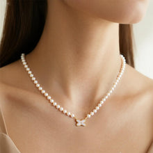 Load image into Gallery viewer, 【Pendant Necklace】White Pearl &amp; Gold Brass Beaded Chain with Clover Shell Pendant  Necklace Versatile Daily Jewelry Gift Lucky Charm for Women