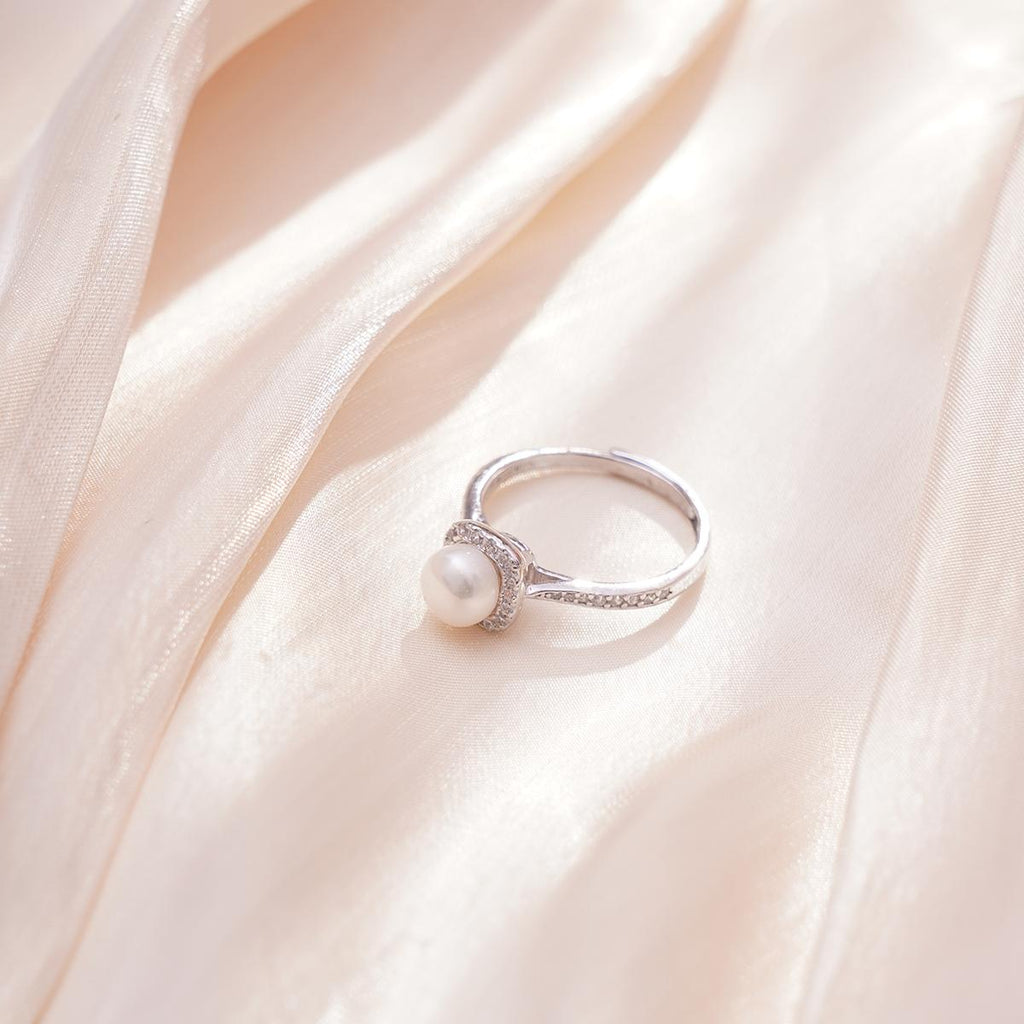 【Ring】Silver Ring with Natural Freshwater Pearl, Classic Lightweight Design, Luxury Jewelry for Women, Perfect Dating Gift