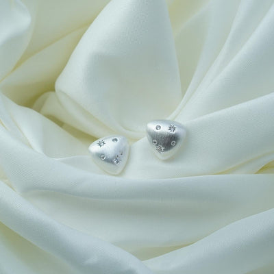 【Clip-On Earrings】Matte Triangle Zircon Earrings Star & Circle Design Jewelry for Elegant Women