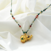 Load image into Gallery viewer, 【Pendant Necklace】Oriental Charm Beaded Necklace, Copper &amp; Gemstone Jewelry, Painted Gourd Pendant, Boho Ethnic Gift for Women