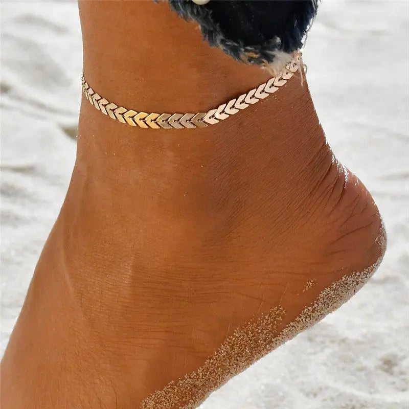 2pcs Anklets Women Heart Ankle Bracelet Charm Beaded Dainty Foot Jewelry for Women and Teen Girls Summer Barefoot Beach