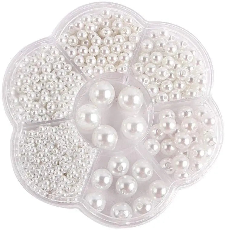 3/4/5/6/8/10/12mm round perforated imitation pearls white plastic beads diy beading accessories