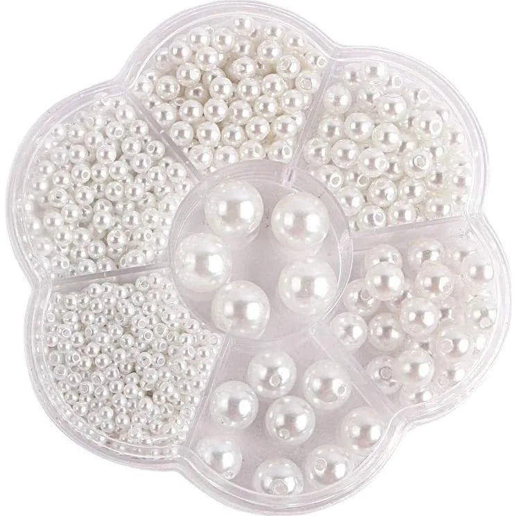 3/4/5/6/8/10/12mm round perforated imitation pearls white plastic beads diy beading accessories