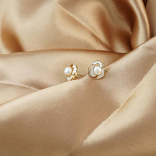 Load image into Gallery viewer, 【Stud Earring】Golden Floral Elegant Natural Pearl Stud Earring with Silver Post, Perfect Gift for Lover