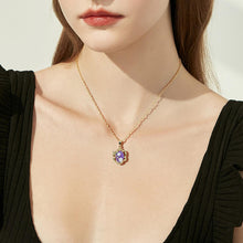Load image into Gallery viewer, 【Pendant Necklace】 Purple Enamel &amp; Pearl Pendant with Cute Pearl, Antique-Inspired Jewelry for Ladies