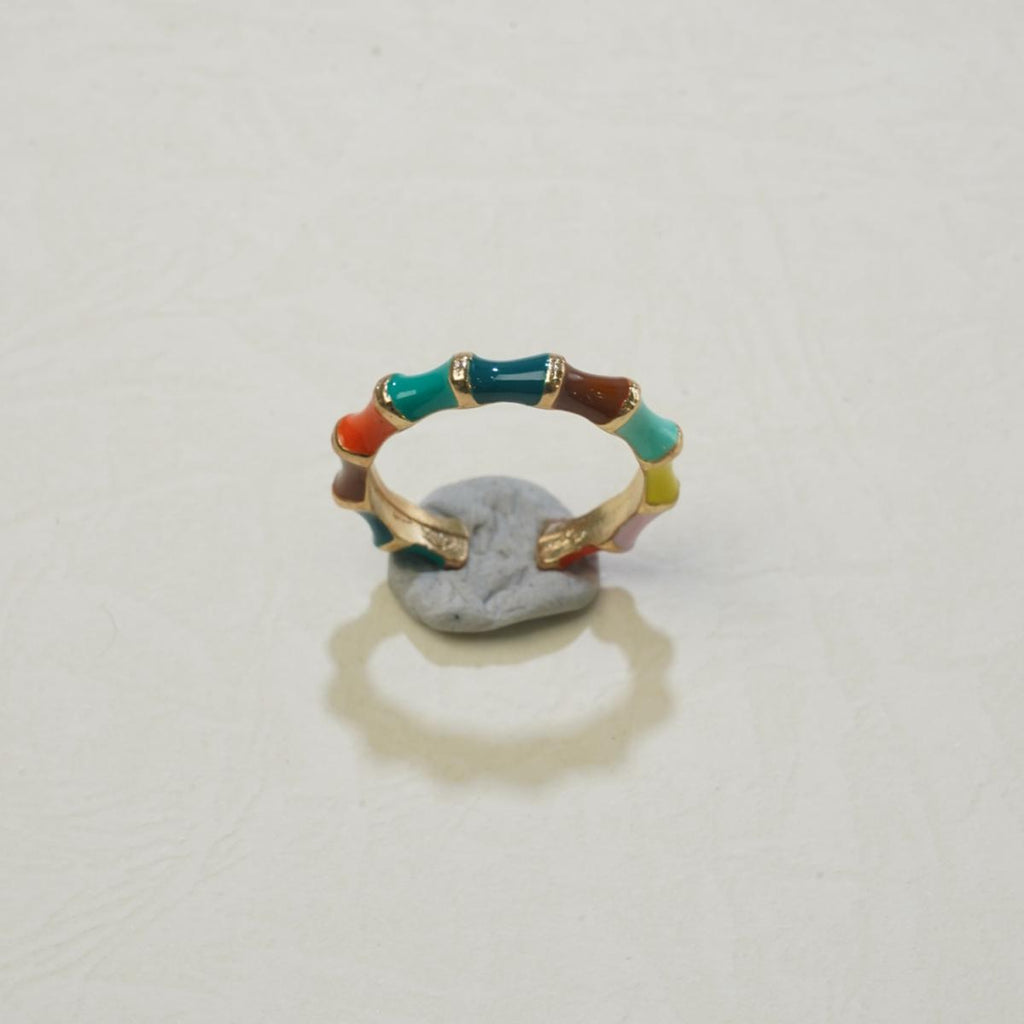 Cincin Enamel, Sendi Buluh, Cincin Aloi Berwarna-warni, Bergaya dan Tradisional, Sesuai untuk Dipakai Harian, Hadiah untuk Wanita stainless  steel  ring Jewelry