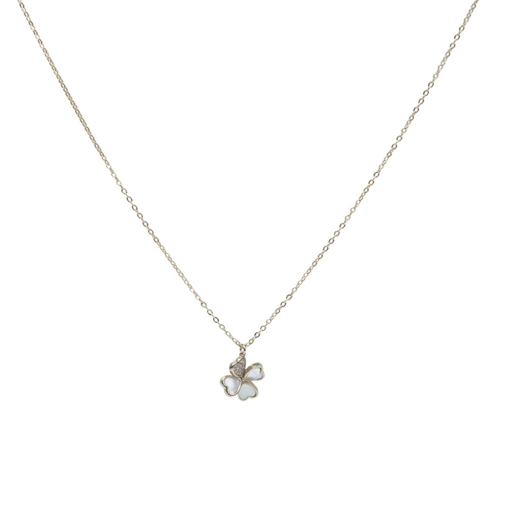 Lucky Clover Pendant Necklace for Women: Pearl Shell & Crystal Accent  Pendant Necklace, Delicate Trendy Chain Jewelry