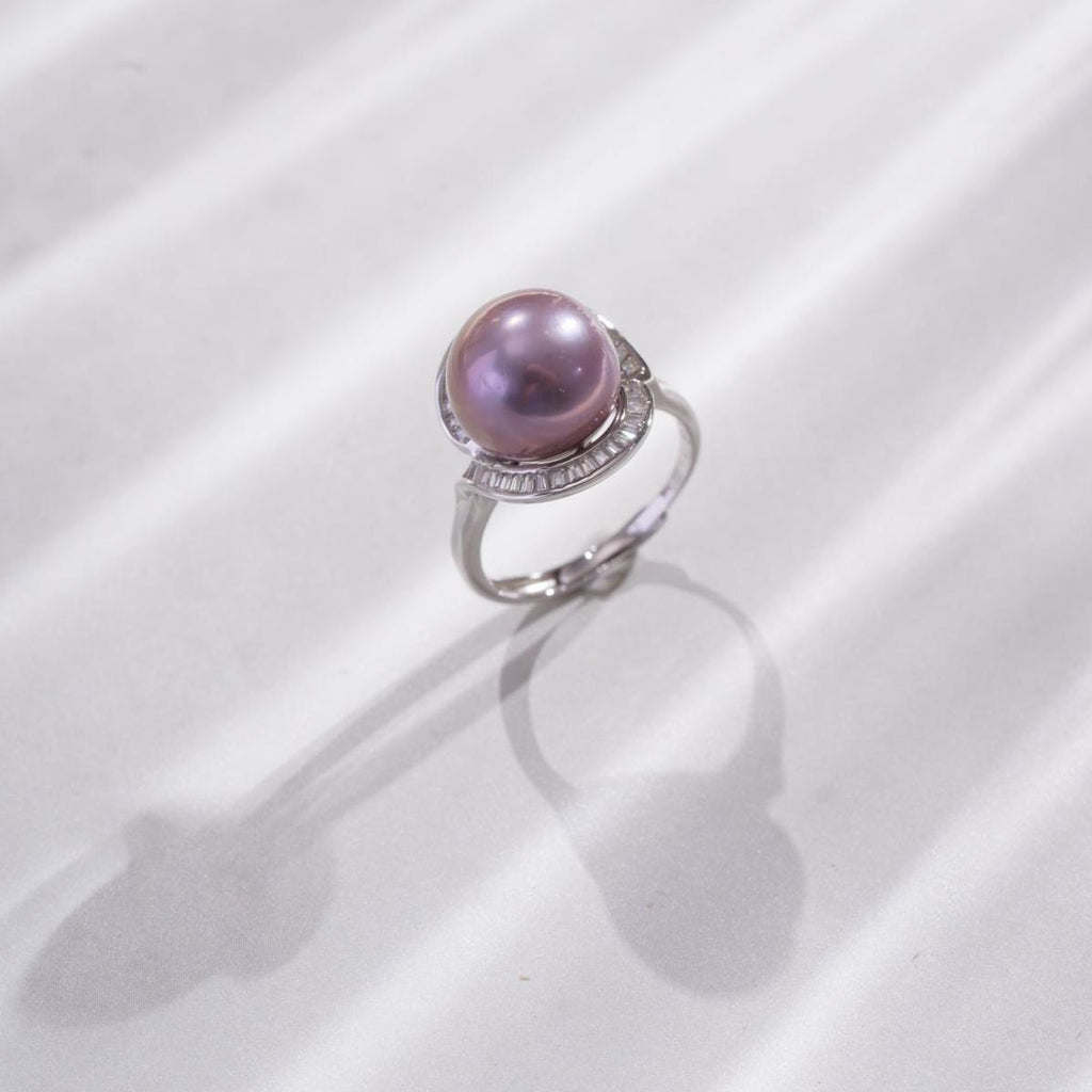 【Ring】Purple Natural Freshwater Pearl Ring, Office-Style Elegant Accessories, Designed Exclusively for Women