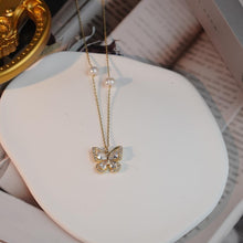 Load image into Gallery viewer, 【Pendant Necklace】Delicate Butterfly Pearl Pandent Necklace, Elegant Zircon, Birthday Gift, Date Night Accessory for Women