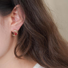 Load image into Gallery viewer, 【Stud Earrings】Gold-Plated Alloy Star-Moon Studs - White Rhinestone-Edged Design for Gifts