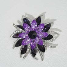 Load image into Gallery viewer, Midnight Blossom Brooch Purple &amp; Black Gem Accent - Enchanting Elegance for Women